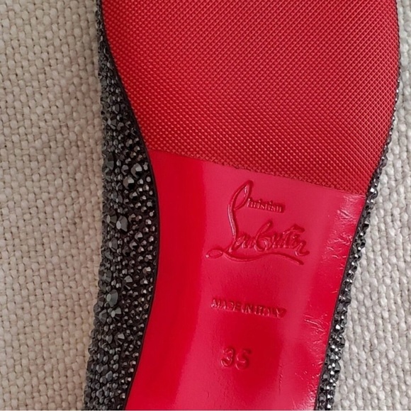 New Christian Louboutin Black Strass Leather Gozul Ballet Flats 35 - Picture 8 of 13